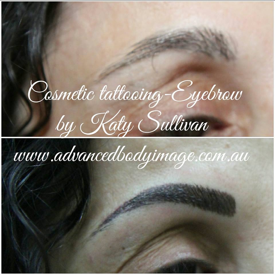 Eyebrow cosmetic tattoo before and after result by Katy Sullivan