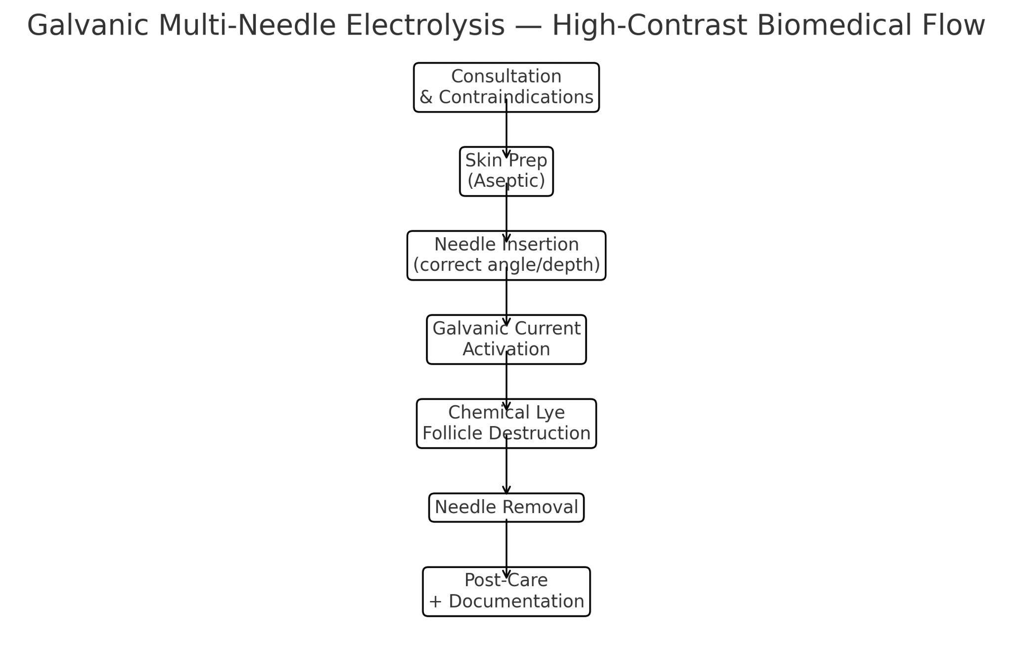Galvanic multi-needle electrolysis consultation and treatment flow